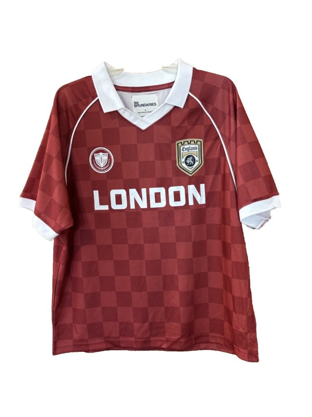 NEW Men's London Red Check Jersey Soccer League Football No Boundaries Shirt 3X